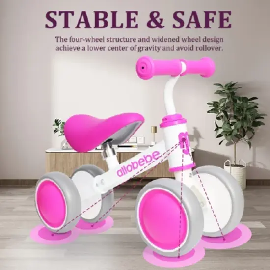 Allobebe 4-Wheel Baby Balance Bike with Adjustable Seat Mint Green image {8}