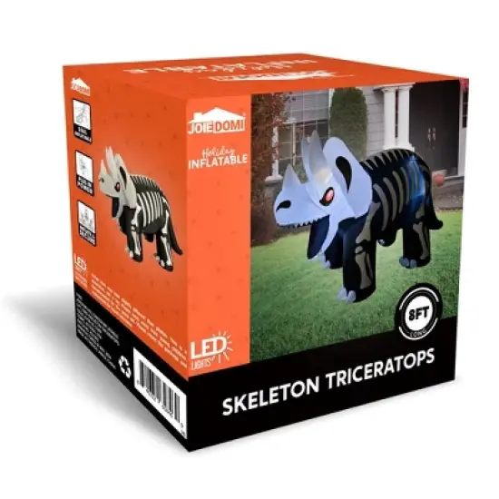 Joyfy 8 FT Halloween Inflatables Outdoor Decoration, Inflatable Skeleton Dinosaur with Built-in LEDs for Halloween Outdoor Yard Lawn Party Decoration image {8}