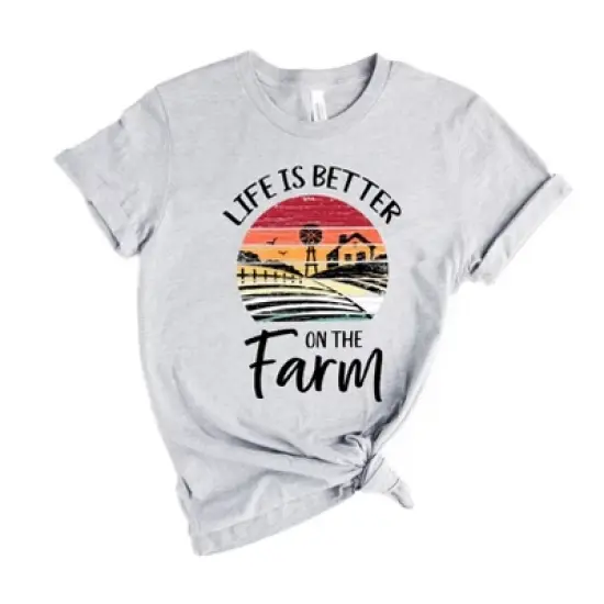 Simply Sage Market Women's Life Is Better On The Farm Sunset Short Sleeve Graphic Tee image {3}