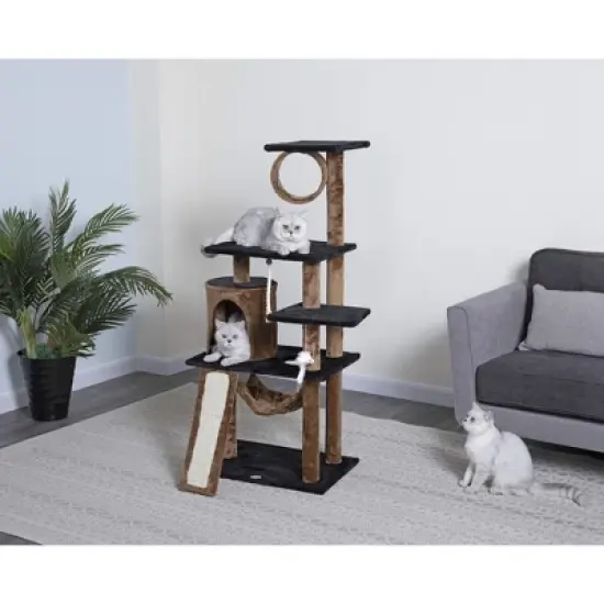 Go Pet Club 53" Kitten Cat Tree Condo with Scratching Board F711 image {1}