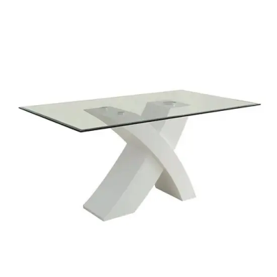 60" Pervis Dining Table White/Clear Glass - Acme Furniture image {2}