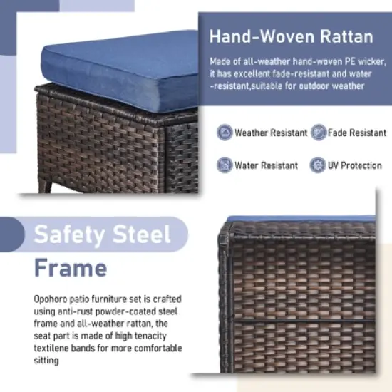 Gymojoy 6 Pieces Outdoor Patio Sofa Ottoman with Swivel Chairs Table image {14}