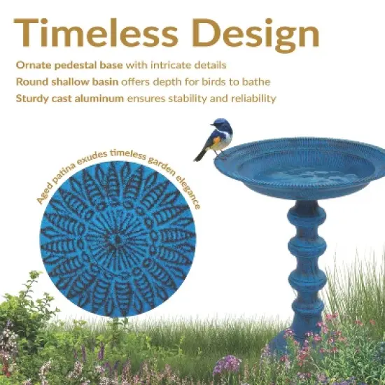 Sunnydaze Backyard Beauty Cast Aluminum Metal Bird Bath image {5}