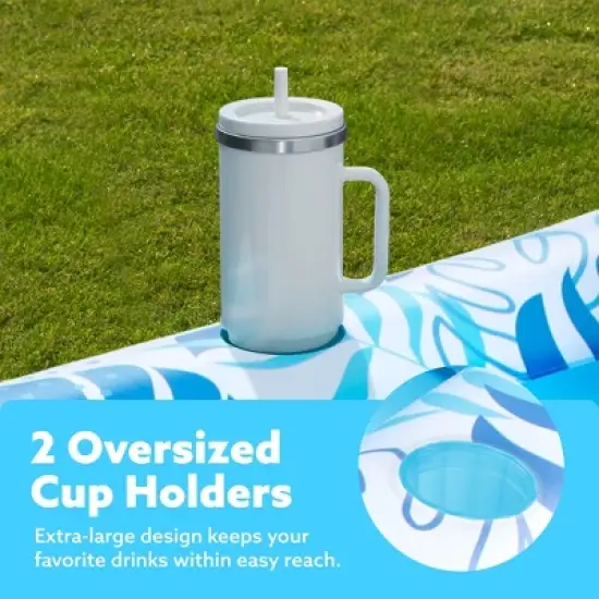 Sloosh Pool Tanning Pool Floats Inflatable Adult Float Pool Outdoor Tanning Pool Tanning Bed Extra Large with 2 Drink Holders Pool Lounger image {4}