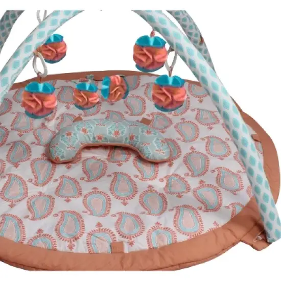 Bacati - Baby Activity Gyms & Playmats (Paisley Isabella, Coral/Aqua) image {3}