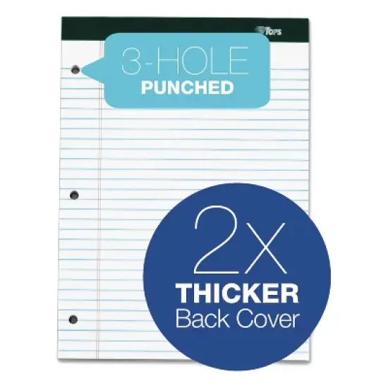 TOPS Double Docket Ruled Pads 8 1/2 x 11 3/4 White 100 Sheets 6 Pads/Pack 63437 image {3}