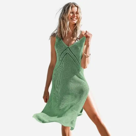 Women's Hollow Out Sleeveless V Neck Knee Length Cover Up - Cupshe image {9}