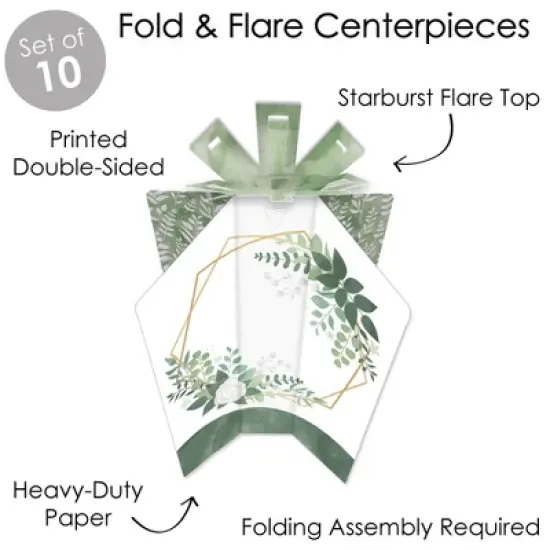Big Dot of Happiness Boho Botanical - Table Decorations - Greenery Party Fold and Flare Centerpieces - 10 Count image {3}