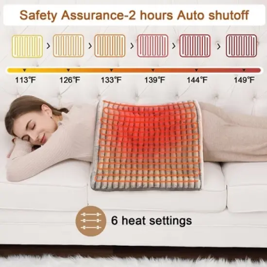 5.8 Lb Weighted Heating Pad, 33x 17 Electric Heating Pad for Back Pain Relief with 6 Heat Settings image {5}
