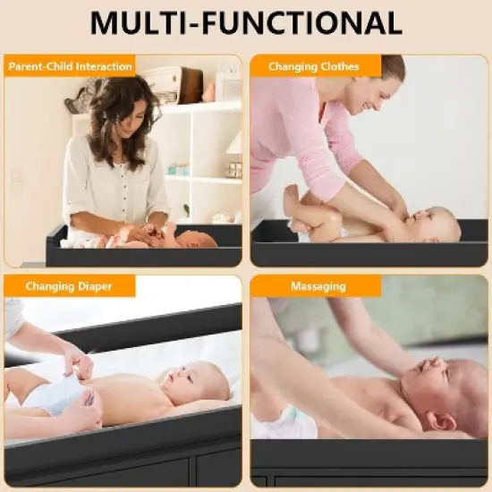 6-Drawer Baby Changing Table Dresser, with Removable Top, Changing Pad & Built-in Power Outlets, Versatile Diaper Changing Station for Bedroom image {2}