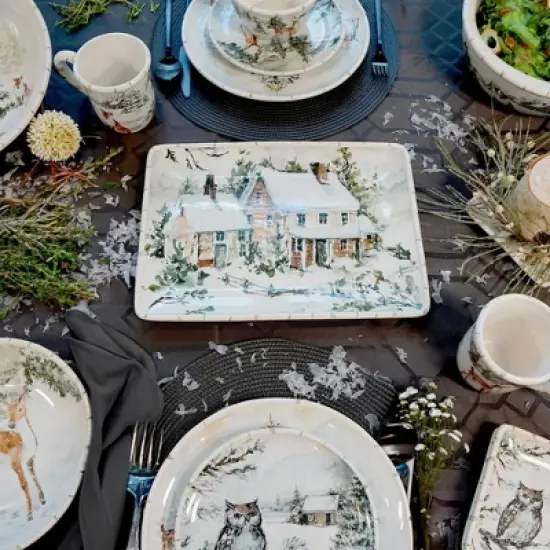 Certified International Winter's Frost Rectangular Serving Platter White image {3}