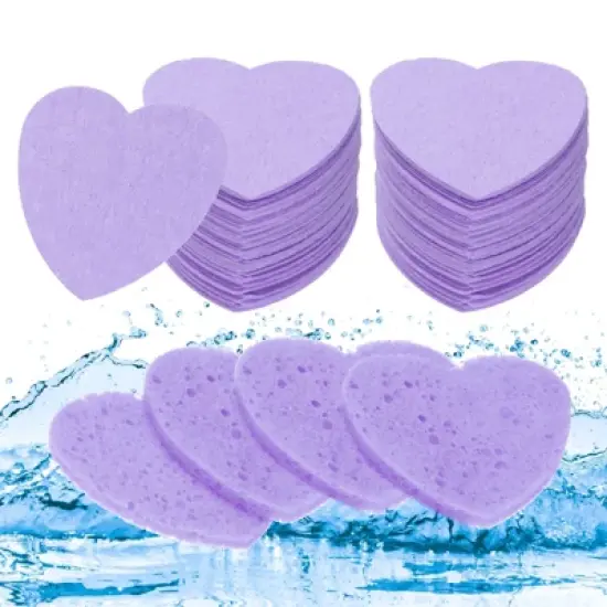 Unique Bargains Portable High-Temperature Resistant Non-Irritating Face Cleansing Sponges Heart-Shaped 120 Pcs image {13}