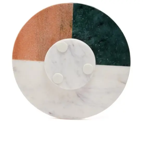 Lexi Home Marble Collection 12" Multi-Colored Lazy Susan image {1}