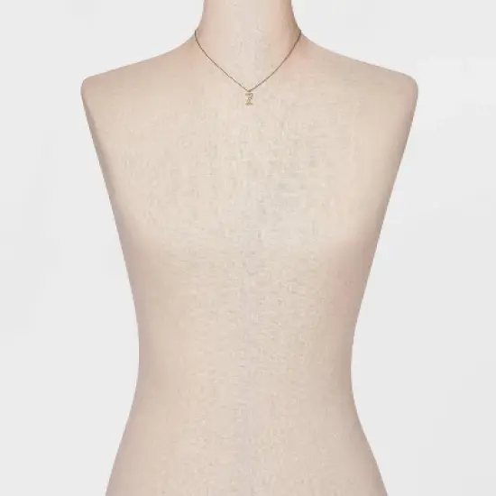 Gold Dipped Cubic Zirconia Initial Pendant Necklace - A New Day&trade; Gold image {1}