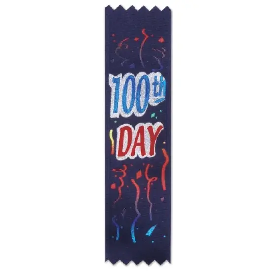 Beistle 100th  Day Value Pack Ribbons, 1.5" x 6.25", (20/Pkg) Multicolored image {2}