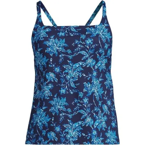 Lands' End Women's Chlorine Resistant Square Neck X-Back Tankini Swimsuit Top image {3}