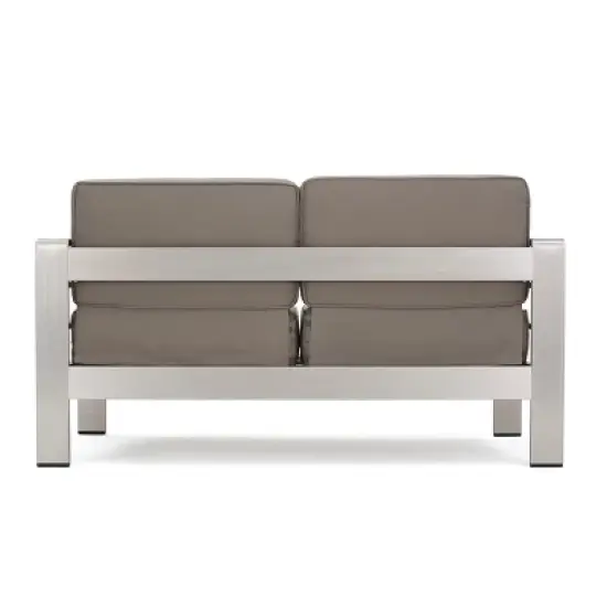 GDFStudio Martha Outdoor Aluminum Loveseat and Coffee Table Set with Cushions image {5}