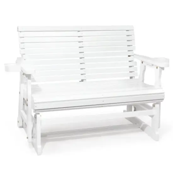 Karl Home | 48 in. Solid Wood Patio Glider Bench with Cup Holder image {10}