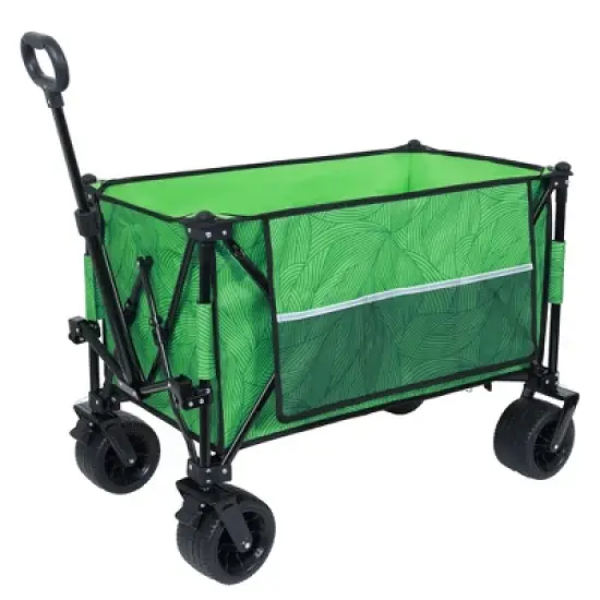 NAYSAYE Wagon Heavy Duty Folding Cart with Picnic Mat and All Terrain Wheels for Outdoor Fun, Green, 37.4"*23.03"*38.98" image {5}