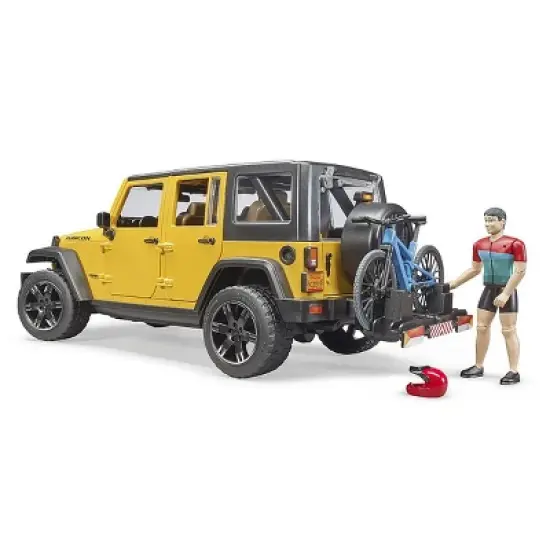 Bruder Jeep Wrangler Rubicon w Mountain bike and figure image {2}