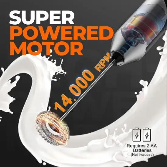 EZBASICS Milk Frother Wand, Handheld Milk Frother Drink Mixer, Electric Whisk Foam Maker for Coffee, Stainless Steel Whisk Coffee Enthusiasts Gift image {3}