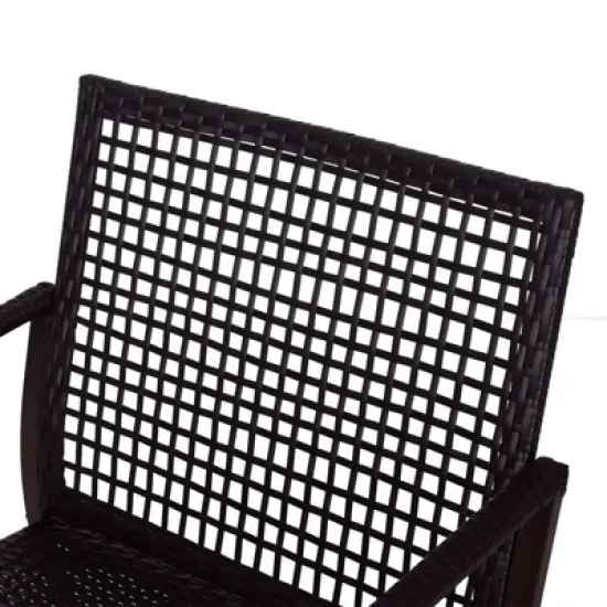 Outsunny 3-Piece Bistro Set Outdoor Wicker Furniture Set with Rattan Rocking Chair, Side Table for Patio Backyard Garden and Balcony image {5}