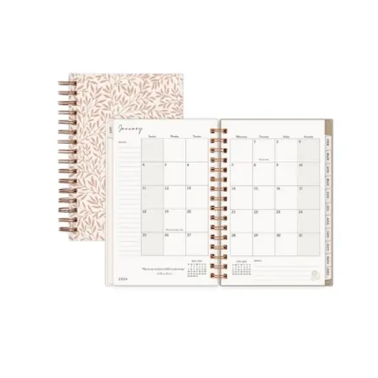 Morris & Co. by Blue Sky 5"x8" 2026&nbsp;Daily/Monthly Wirebound Planner Printed Standen Lily Peach image {3}