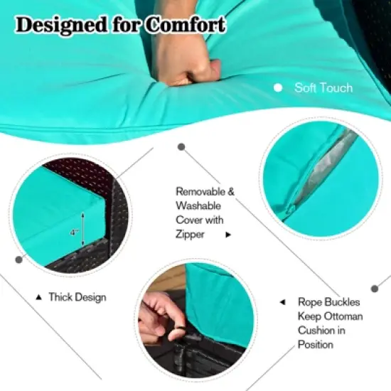 Tangkula 9PCS Furniture Set w/ 32" Fire Pit Table 50,000 BTU Square Propane Fire Pit Patio Turquoise image {2}