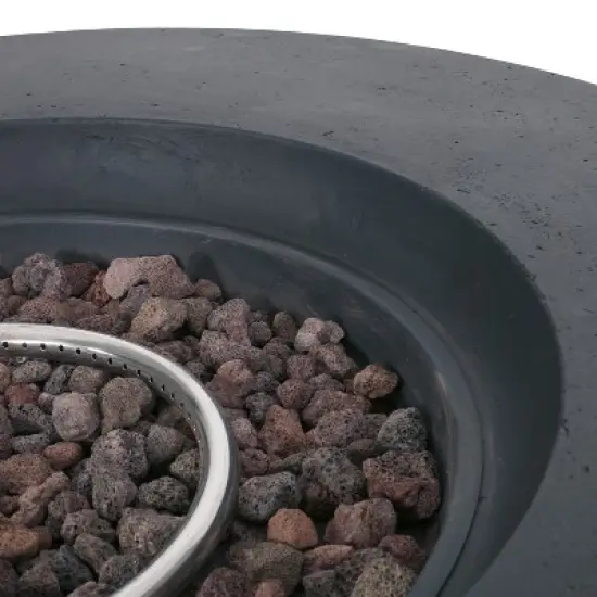 GDFStudio Hearth Outdoor 50,000 BTU Lightweight Concrete Circular Fire Pit Table image {4}