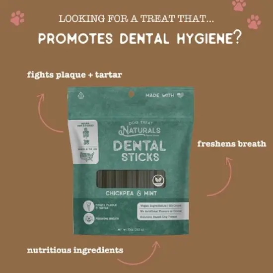 Dog Treat Naturals Dental Sticks - Chickpea & Mint 10oz (20ct), Freshens Breath image {4}
