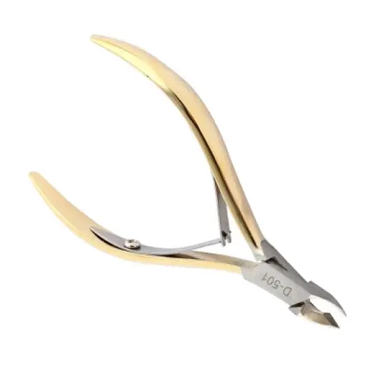 Unique Bargains Metal Gold Tone Hand Finished Tips Cuticle Nippers 4.3 x 2.4 x 0.3 Inch 1 Pc image {2}