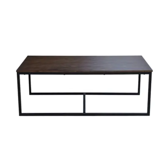 54" Wide Arcadia Acacia Wood Coffee Table Antiqued Mocha - Alaterre Furniture: Industrial, Trestle Base, Stained Wood image {1}
