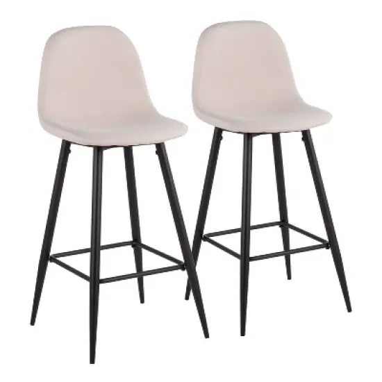 Set of 2 Pebble Metal Polyester Barstools - Lumisource image {8}