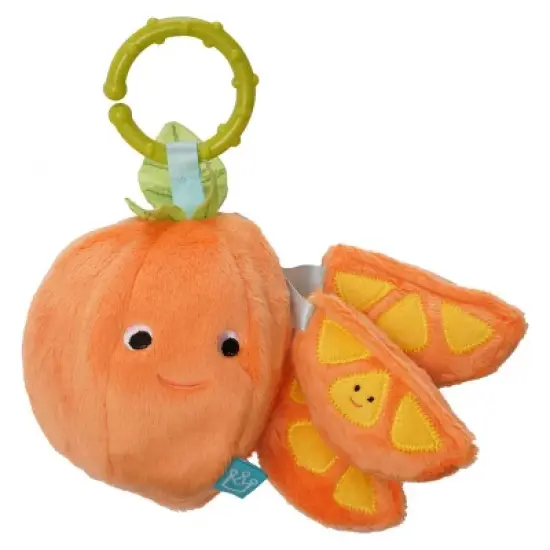 Manhattan Toy Mini-Apple Farm Orange Baby Travel Toy with Rattle, Squeaker, Crinkle Fabric & Teether Clip-on Attachment image {7}