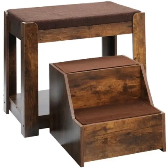 Lirago Vintage Pet Bunk Bed 44.5x19.7x25.6"-2-Tier Window Perch with Scratch Pad for Cats image {6}