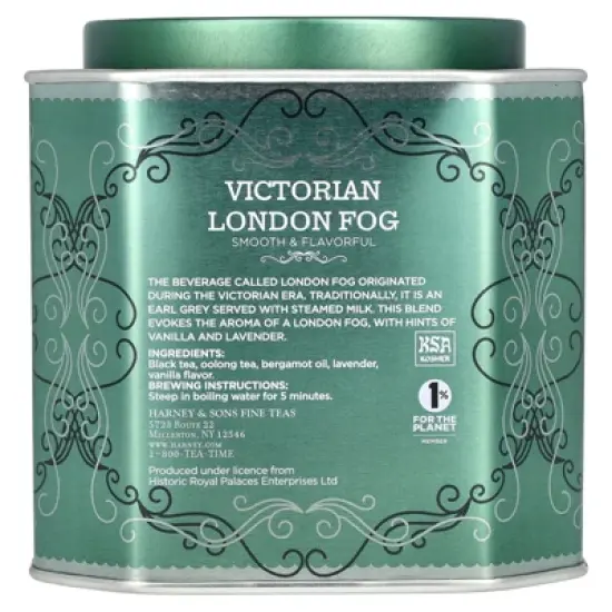 Harney & Sons Victorian London Fog, Smooth Black Tea With Bright Citrus, Sweet Vanilla & Lavender, 30 Sachets, 2.67 oz (75 g) image {1}