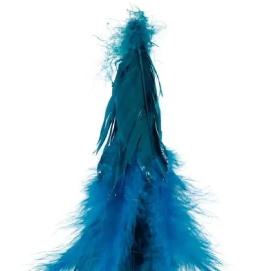Northlight Two-Tone Layered Glitter Feather Cone Tree Christmas Decoration - 19.5" - Turquoise image {4}