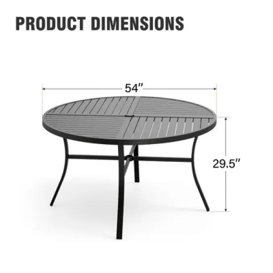 Captiva Designs 1pc Outdoor Patio Dining Steel Table with Umbrella Hole for 6 image {7}