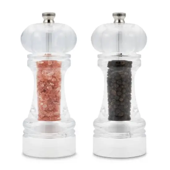 Cole & Mason Liverpool 5.5" Acrylic Salt and Pepper Grinder Set: Ceramic & Stainless Steel, 2-Piece, Clear image {5}