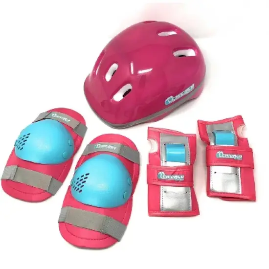 Chicago Skates Deluxe Kids' Quad Roller Skate Combo Set - Pink/White image {8}