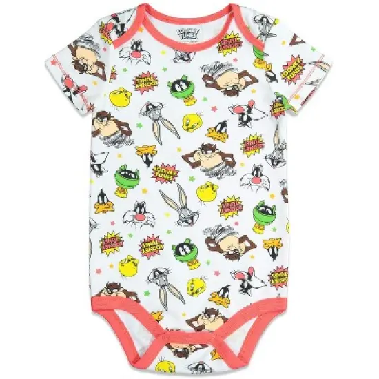 LOONEY TUNES Bugs Bunny Tasmanian Devil Daffy Duck Baby 5 Pack Bodysuits Newborn to Infant image {3}