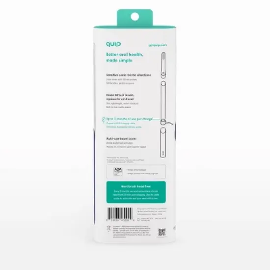 quip Rechargeable Sonic Electric Toothbrush - Plastic | Timer + Travel Case/Mount image {4}