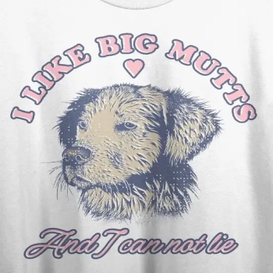 I Like Big Mutts And I Cannot Lie Crew Neck Short Sleeve Women's White Crop T-shirt image {1}