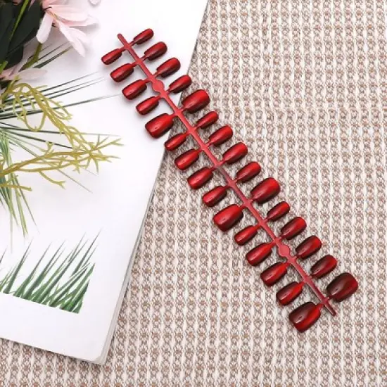 Unique Bargains Women's Full Coverage Fake Nails XS Red 1 Pc image {4}