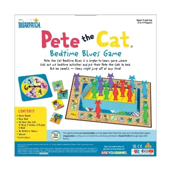 Briarpatch Pete the Cat Bedtime Blues Game: Fine Motor Skills, 2-4 Players, Includes Board, Spinner, Tokens image {2}