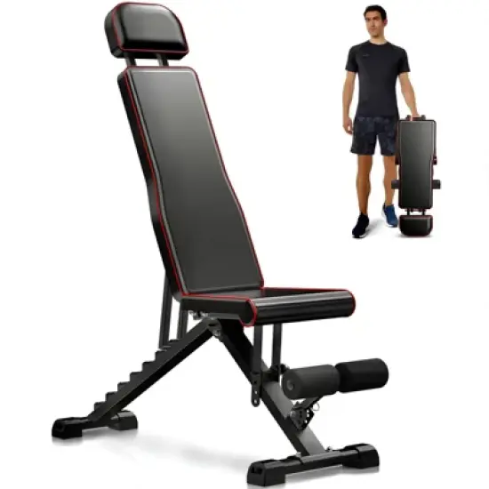 SUGIFT Weight Bench Adjustable Strength Training Bench for Full Body Strength Training Fast Folding image {7}