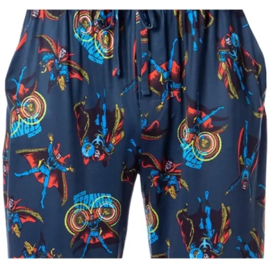 Marvel Mens' Classic Doctor Strange Comic Tossed Print Pajama Pants Blue image {3}