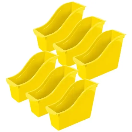 Storex Small Book Bin, Yellow, Pack of 6 image {3}
