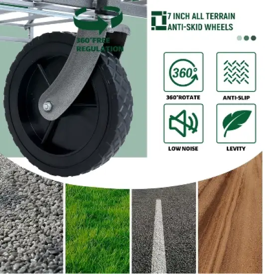 Collapsible Wagon Cart Foldable,Wagons Carts Foldable with Wheels with Drink Holders,for Shopping,Garden,Sports,Groceries,Apartment,Camping,Outdoor image {1}