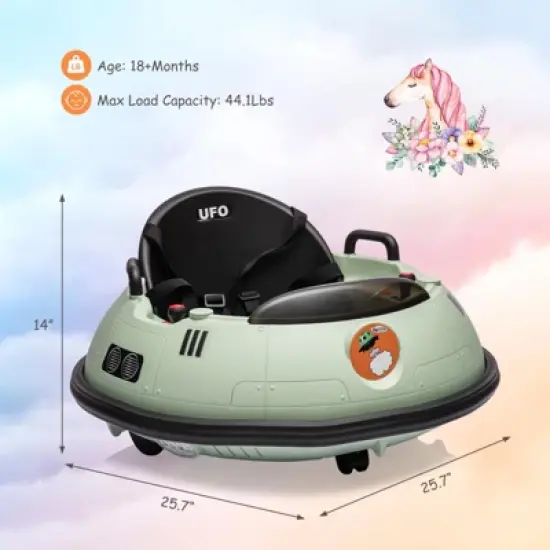 Ride On Bumper Car, 12V Electric Kids Car with Remote Control, Safety Belt, Music, Flashing Lights, 360 Degree Spin image {3}